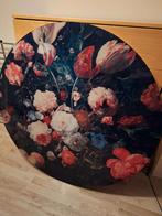 Rond glazen bloemenprint schilderij., Huis en Inrichting, Woonaccessoires | Schilderijen, Tekeningen en Foto's, Ophalen, Zo goed als nieuw