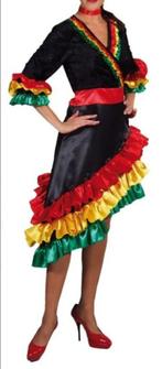 Leuke rood/geel/groen/zwarte RIO/SPAANSE/FLAMENCO jurk, Kleding | Dames, Carnavalskleding en Feestkleding, Carnaval, Zo goed als nieuw