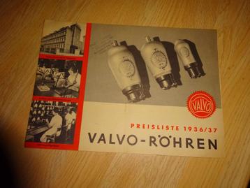 Valvo - Röhren, Preisliste 1936-1937, 