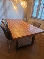 Houten eettafel 220x100cm, Ophalen, Gebruikt, 100 tot 150 cm, 200 cm of meer