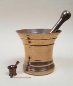 1 Bronzen vijzel met stamper en mini vijzeltje., Ophalen of Verzenden