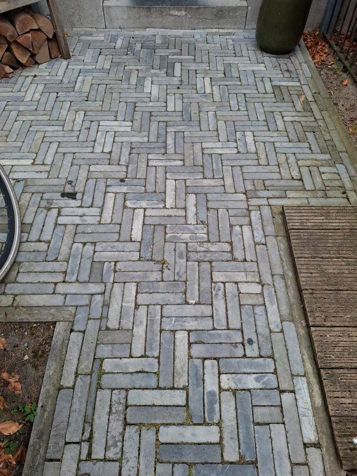 55m² spotted bluestone waalformaat, gebruikt, op pallet, Tuin en Terras, Tegels en Klinkers, Gebruikt, Klinkers, Beton, 10 m² of meer
