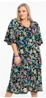 Doorkniop A-lijn jurk Folk van Yoek 46, Kleding | Dames, Grote Maten, Ophalen of Verzenden, Zo goed als nieuw, Zwart, Jurk