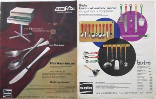 25 vintage advertenties reclames Sola bestek 1949-76, Verzamelen, Merken en Reclamevoorwerpen, Gebruikt, Overige typen, Verzenden
