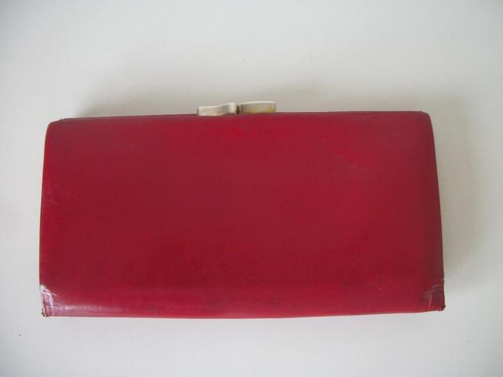 Portemonnee van vroeger met Knipsluiting - Leer - Rood, Sieraden, Tassen en Uiterlijk, Portemonnees, Gebruikt, Overige merken