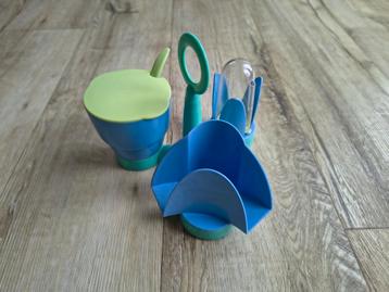 Mooie blauw groene Tupperware tafelset, serveerset Preludio. beschikbaar voor biedingen