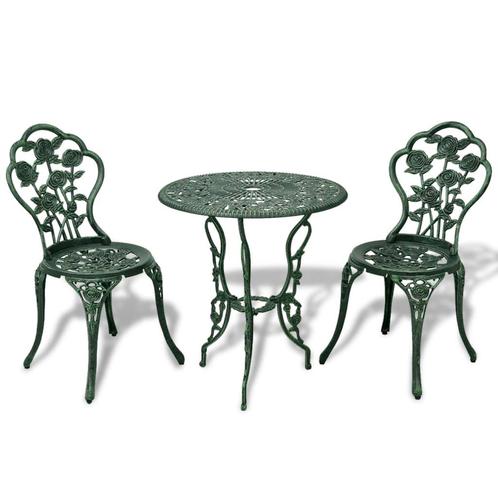 3-delige Bistroset gietaluminium groen, Tuin en Terras, Tuinmeubel-accessoires, Nieuw, Verzenden