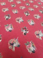 Stof roze paarden unicorn stretch tricot nieuw, Hobby en Vrije tijd, Stoffen en Lappen, 120 cm of meer, Ophalen of Verzenden, Katoen