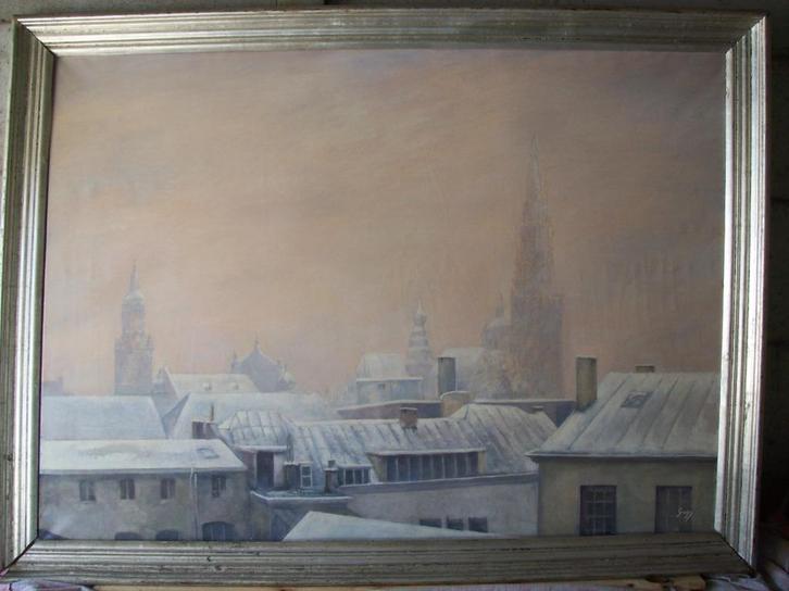 "Winter in Antwerpen " - Greg, Antiek en Kunst, Kunst | Schilderijen | Klassiek, Ophalen