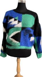 Handgebreide trui maat 36 blauw/groen/wit/zwart, Ophalen of Verzenden, Zo goed als nieuw, Maat 36 (S), Blauw