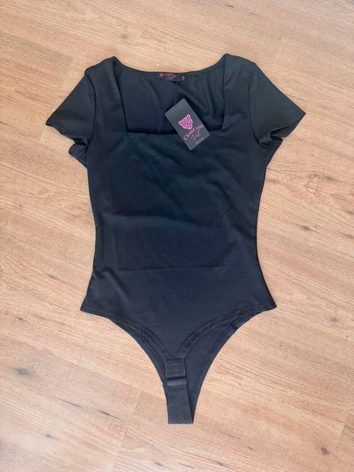 Zwarte body maat S/M stretchstof nieuw, Kleding | Dames, Tops, Nieuw, Maat 38/40 (M), Zwart, Korte mouw, Ophalen of Verzenden