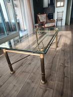 Salontafel met Bijpassende Sidetable - Glas en Metaal, Gebruikt, 100 tot 150 cm, 50 tot 75 cm, Klassiek