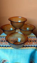 4 Vintage Arcoroc France Sierra amber soepkom kom schaal, Huis en Inrichting, Ophalen of Verzenden, Glas, Overige stijlen, Kom(men)