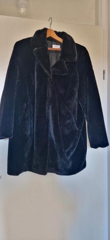 Zwarte faux fur jas - Miss E - Maat 50 beschikbaar voor biedingen