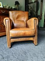 Vintage schaapsleren fauteuil prachtig patina, Ophalen, Gebruikt