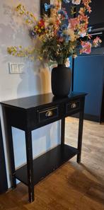 Zwarte sidetable met 2 lades - 80 cm breed, Huis en Inrichting, Tafels | Sidetables, Gebruikt, 50 tot 100 cm, Ophalen of Verzenden