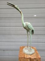 Antiek brons standbeeld van een Kraanvogel tuinbeeld, Tuin en Terras, Tuinbeelden, Ophalen of Verzenden, Metaal, Zo goed als nieuw