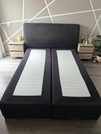 Grijze boxspring 140x200, Ophalen, Gebruikt, Tweepersoons, 140 cm
