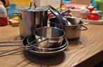 Pannenset voor bij een keukentje, Kinderen en Baby's, Ophalen, Gebruikt, Overige materialen, Speelkeuken-accessoire