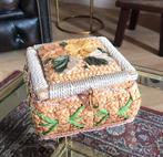 Vintage raffia opberg kistje, Ophalen of Verzenden, Gebruikt