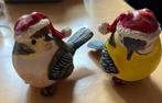 2 polystone vogeltjes met kerstmutsje, Ophalen of Verzenden, Dier, Zo goed als nieuw