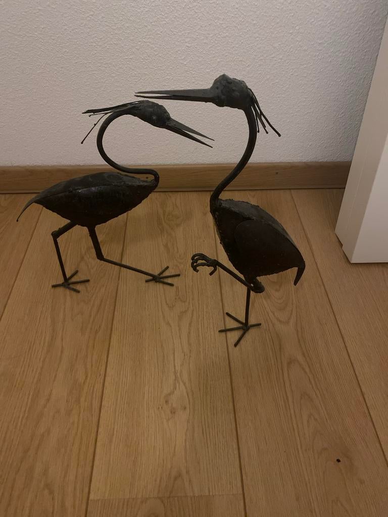 Metalen Reiger Beelden Set, Tuin en Terras, Tuinbeelden, Ophalen, Gebruikt, Metaal, Dierenbeeld
