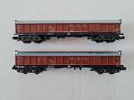 2 Minitrix 4-assige DB goederenwagons 3502, Gebruikt, Gelijkstroom, Trix, Wagon
