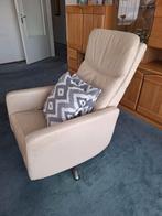 Relaxfauteuil Creme/Beige met Draaipoot, Huis en Inrichting, Fauteuils, Gebruikt, 75 tot 100 cm, Ophalen of Verzenden, Metaal