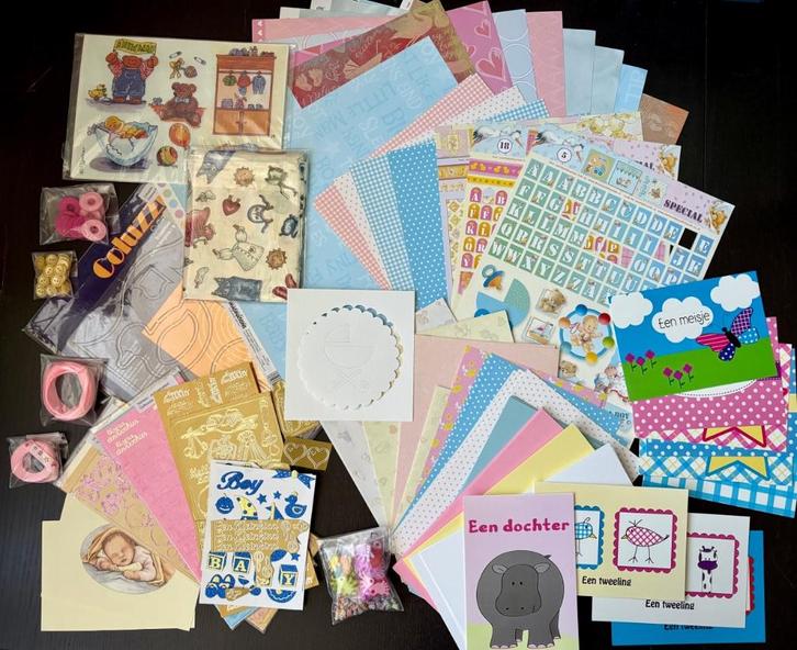 Hobbypakket baby / geboorte (prijs = incl verzendkosten), Hobby en Vrije tijd, Knutselen, Zo goed als nieuw, Materiaal, Ophalen of Verzenden