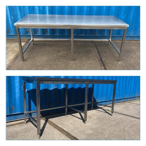 2x grote gelaste RVS WERKTAFELS- 230/80 --230/70, Doe-het-zelf en Verbouw, Werkbanken, Zo goed als nieuw, Ophalen