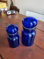 Prachtige blauwe antieke apothekerspot fles bolle stolp, Ophalen of Verzenden, Zo goed als nieuw, Glas, Pot, Bus of Blik