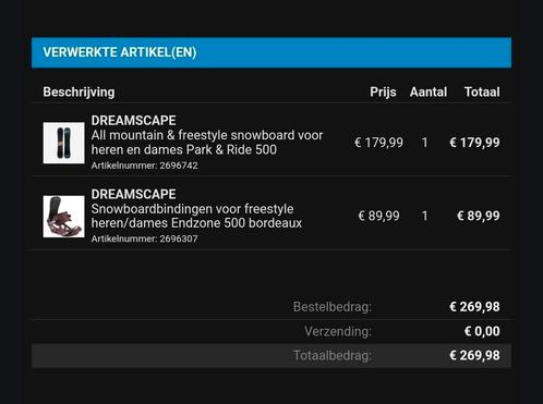 Snowboard + bindingen Dreamscape all mountain & freestyle, Sport en Fitness, Snowboarden, Zo goed als nieuw, Board, Ophalen