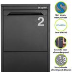 RVS Huisnummer simpel plakken? 3M Sticker-75 mm Bold-nr.2, Verzenden, Nieuw, Overige typen, Rvs
