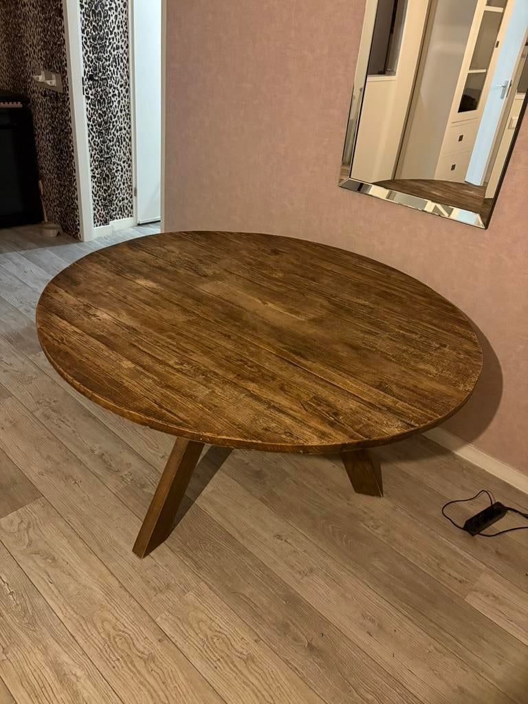 eettafel rond tafel, 100 tot 150 cm, Rond, Ophalen of Verzenden, Zo goed als nieuw