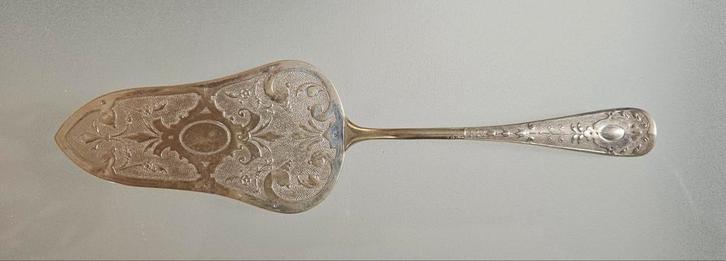 Fraai antiek verzilverd taart/ petitfour schepje, Antiek en Kunst, Antiek | Bestek, Ophalen of Verzenden