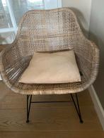Rotan Stoel met Kussen, Huis en Inrichting, Stoelen, Ophalen, Bruin, Riet of Rotan, Zo goed als nieuw