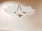 Sixties/70ties Vintage Hanglamp, Plafondschaal Glas / Metaal, Gebruikt, Ophalen of Verzenden, Kunststof