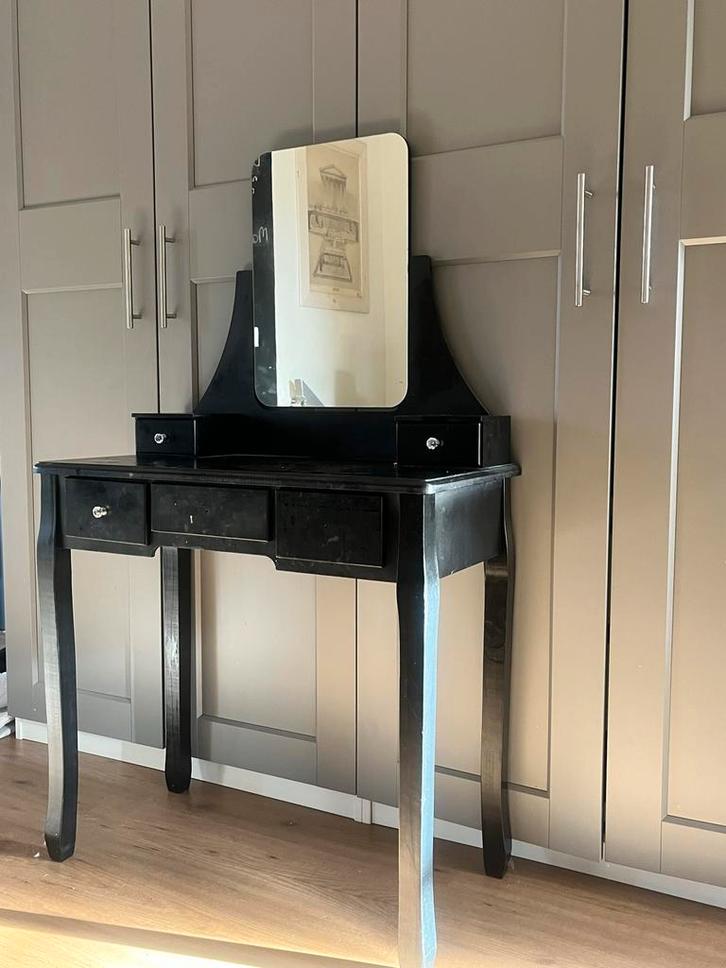 Vintage Make-up Tafeltje met Spiegel, Huis en Inrichting, Tafels | Kaptafels, Gebruikt, Minder dan 100 cm, 50 tot 100 cm, Hout