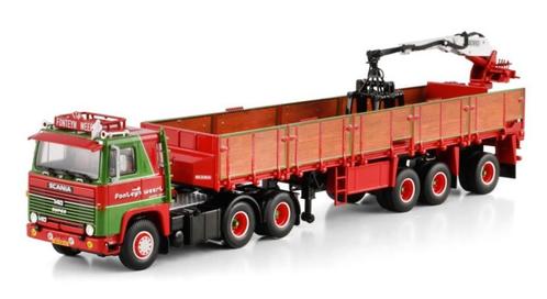 WSI SCANIA 140 + KLASSIEKE STENENTRAILER - FONTEIJN WEERT, Hobby en Vrije tijd, Modelauto's | 1:50, Nieuw, Bus of Vrachtwagen