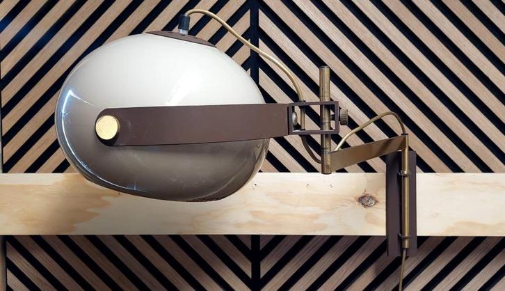 Swing Arm Dijkstra Space Age Mushroom Wall Lamp Messing, Huis en Inrichting, Lampen | Wandlampen, Zo goed als nieuw, Ophalen of Verzenden