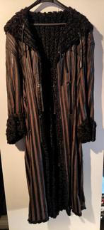 Vintage gestreepte jas leer met bont - heel bijzonder, Maat 38/40 (M), Zwart, Ophalen of Verzenden, Onbekend