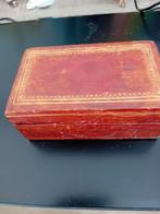 Vintage Houten Postzegeldoosje met Rood Leer, Antiek en Kunst, Ophalen of Verzenden