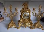 Antieke bronzen Klok met Kandelaars Set, Antiek en Kunst, Antiek | Klokken, Ophalen