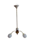 Vintage hanglamp, 3 glazen kelken, Ophalen, Gebruikt, 50 tot 75 cm, Glas