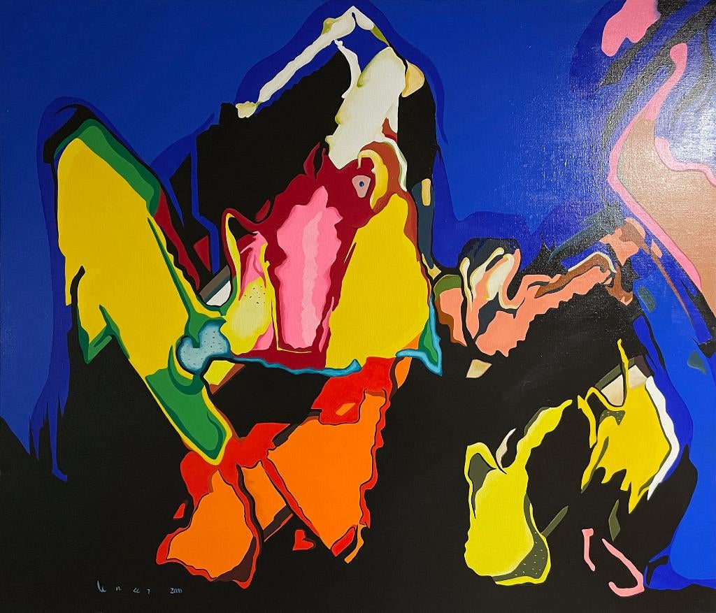 Frans Lemeer - 'Psychedelische vogel', Antiek en Kunst, Kunst | Schilderijen | Modern, Ophalen