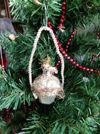 Antieke kerstbal bloemenmand met tinsel chenille, Diversen, Gebruikt, Ophalen of Verzenden