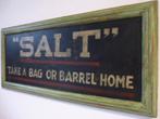 Handgeschilderd reclame bord/Salt/Zout/industrieel/decor, Verzamelen, Merken en Reclamevoorwerpen, Ophalen of Verzenden, Zo goed als nieuw