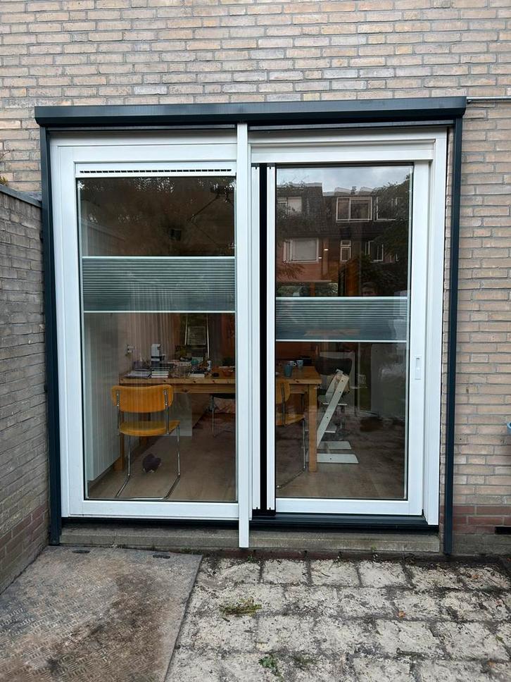 Witte kunststof schuifpui HR++ glas – B. 249 x H. 251 cm, Doe-het-zelf en Verbouw, Kozijnen en Schuifpuien, Gebruikt, Schuifpui