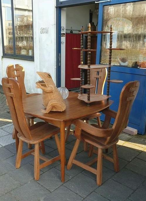 De Puydt diningchairs massive oak brutalisme constructivisme, Antiek en Kunst, Antiek | Meubels | Stoelen en Banken, Ophalen of Verzenden