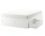 Bed and Bed frame (160x200), Huis en Inrichting, Slaapkamer | Bedden, Ophalen, Wit, Tweepersoons, Zo goed als nieuw